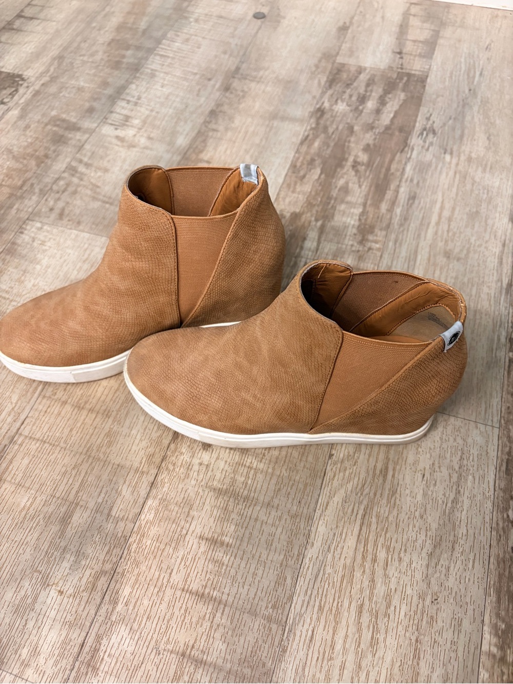 Coconuts by Matisse Tan Slip-On Wedge Booties